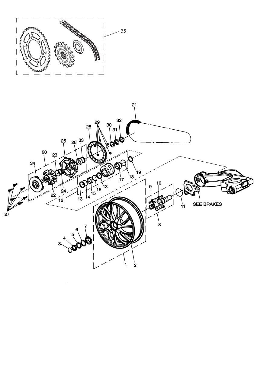 Rear Wheel & Final Drive exploded diagram