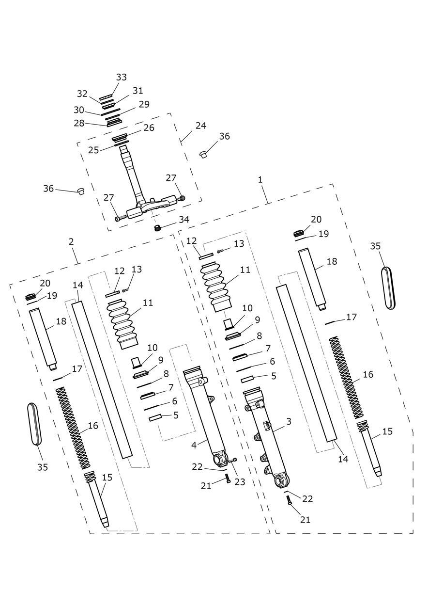 Front Forks & Lower Yoke exploded diagram