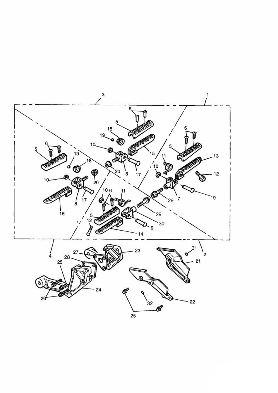 Footrests & Mountings Sprint/Sprint Sport exploded diagram
