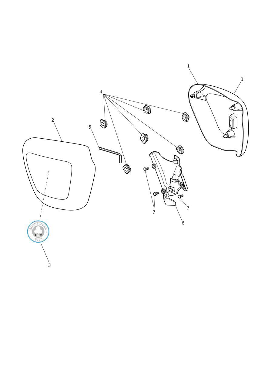 Side Fairing Panels - T120 Ace exploded diagram