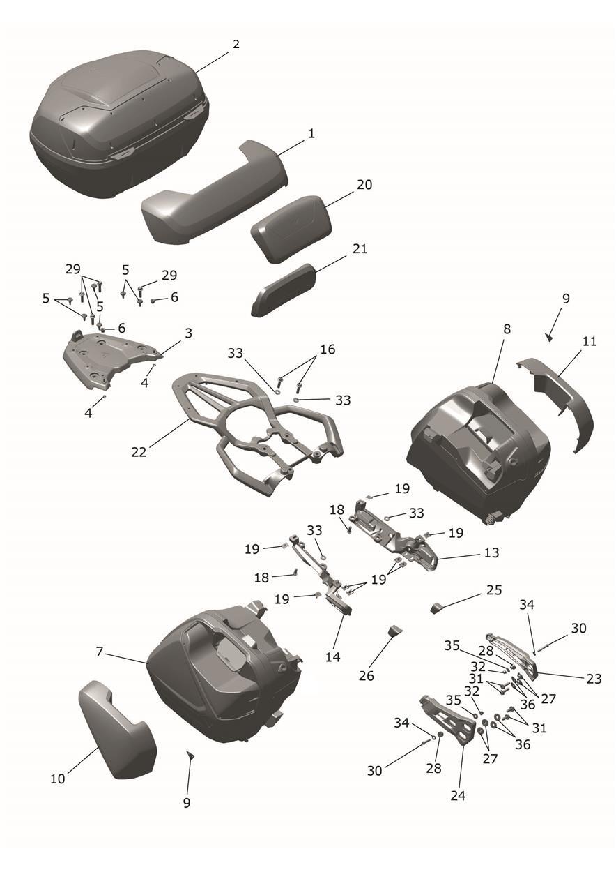 Luggage & Grab Handles exploded diagram
