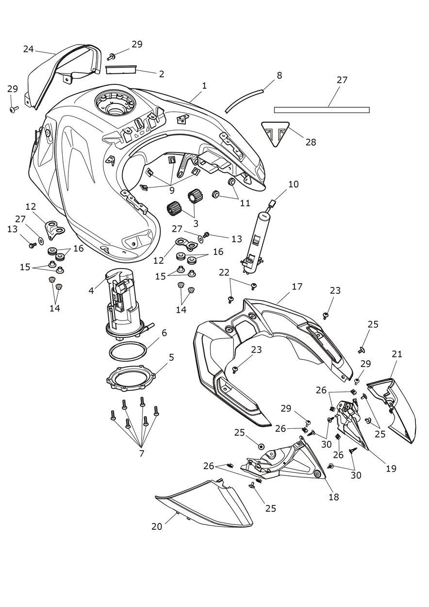 Fuel Tank, Fuel Pump & Fittings exploded diagram