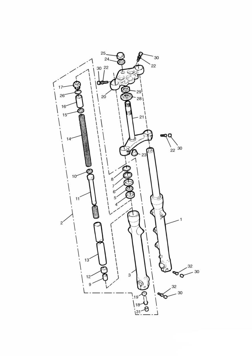 Front Forks and Yokes exploded diagram