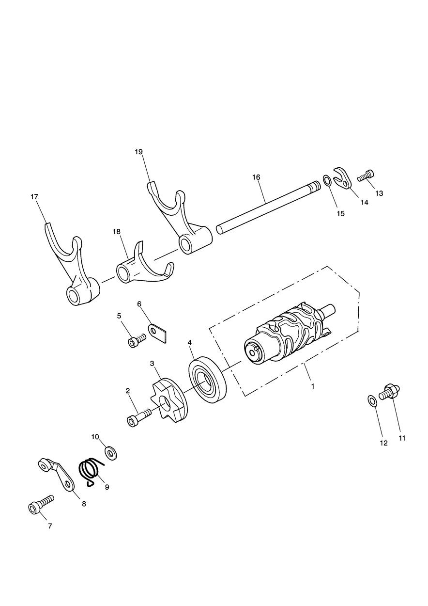 Gear Selector Drum exploded diagram