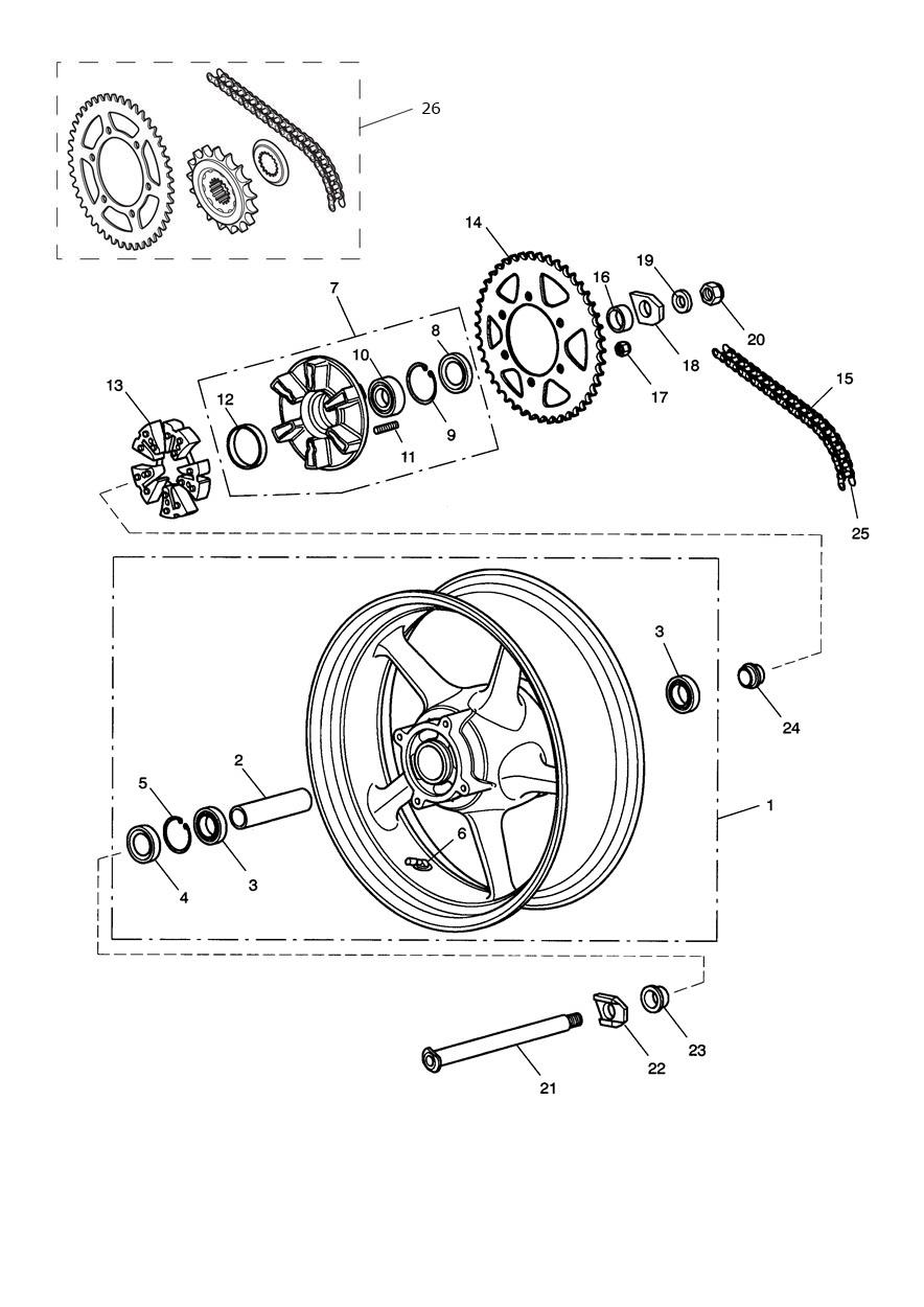 Rear Wheel & Final Drive exploded diagram