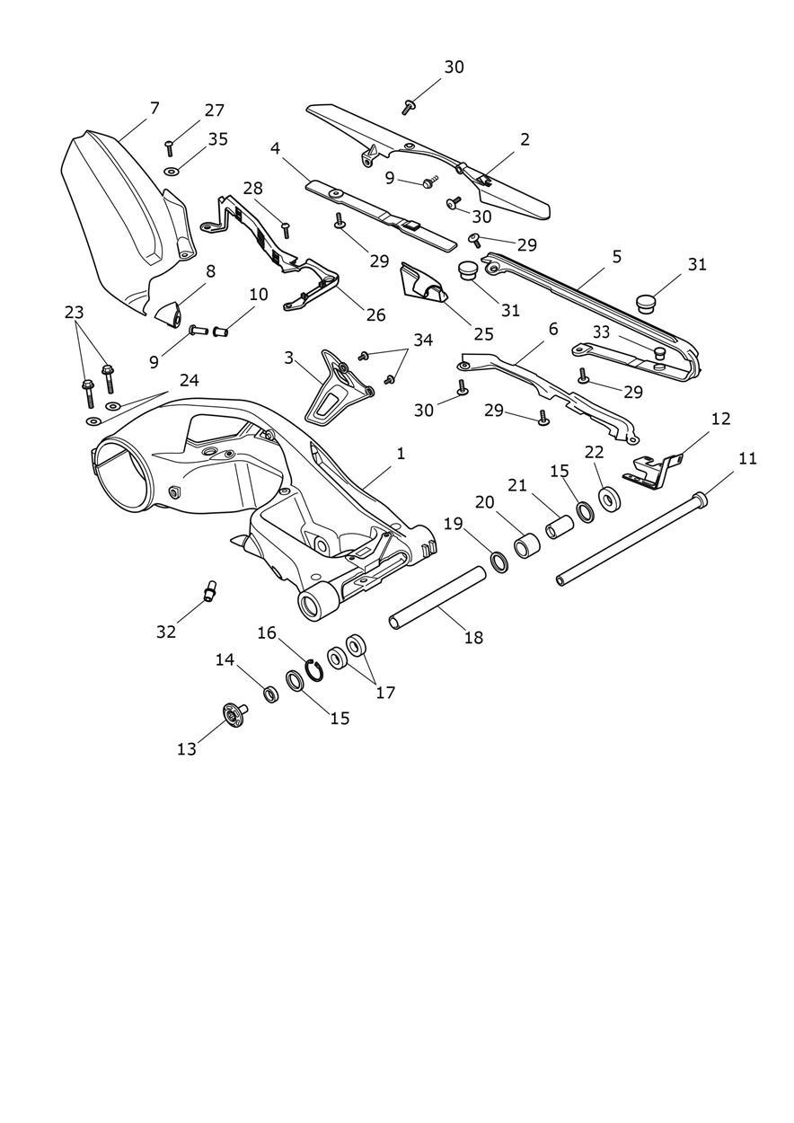 Swingarm Assembly exploded diagram