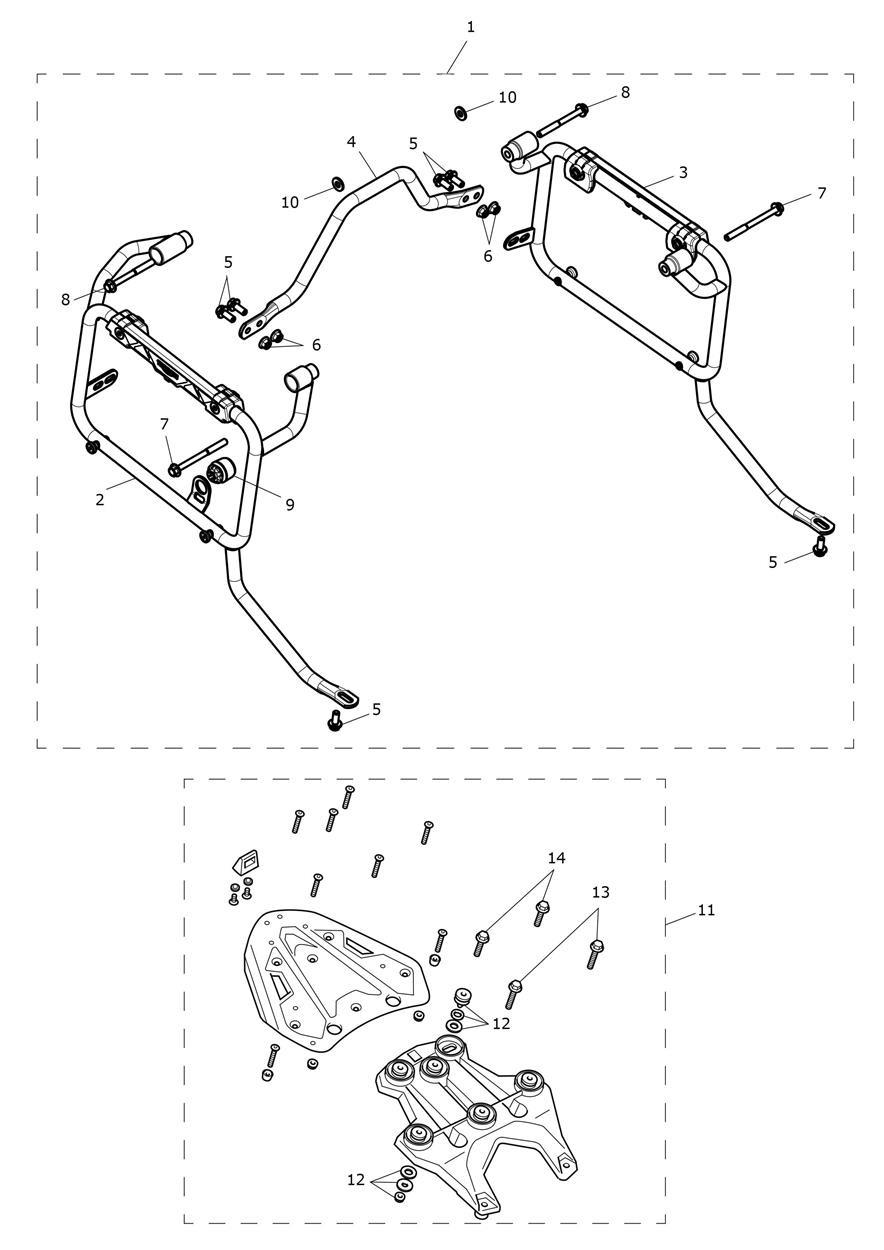Luggage Mounting System BR Only exploded diagram