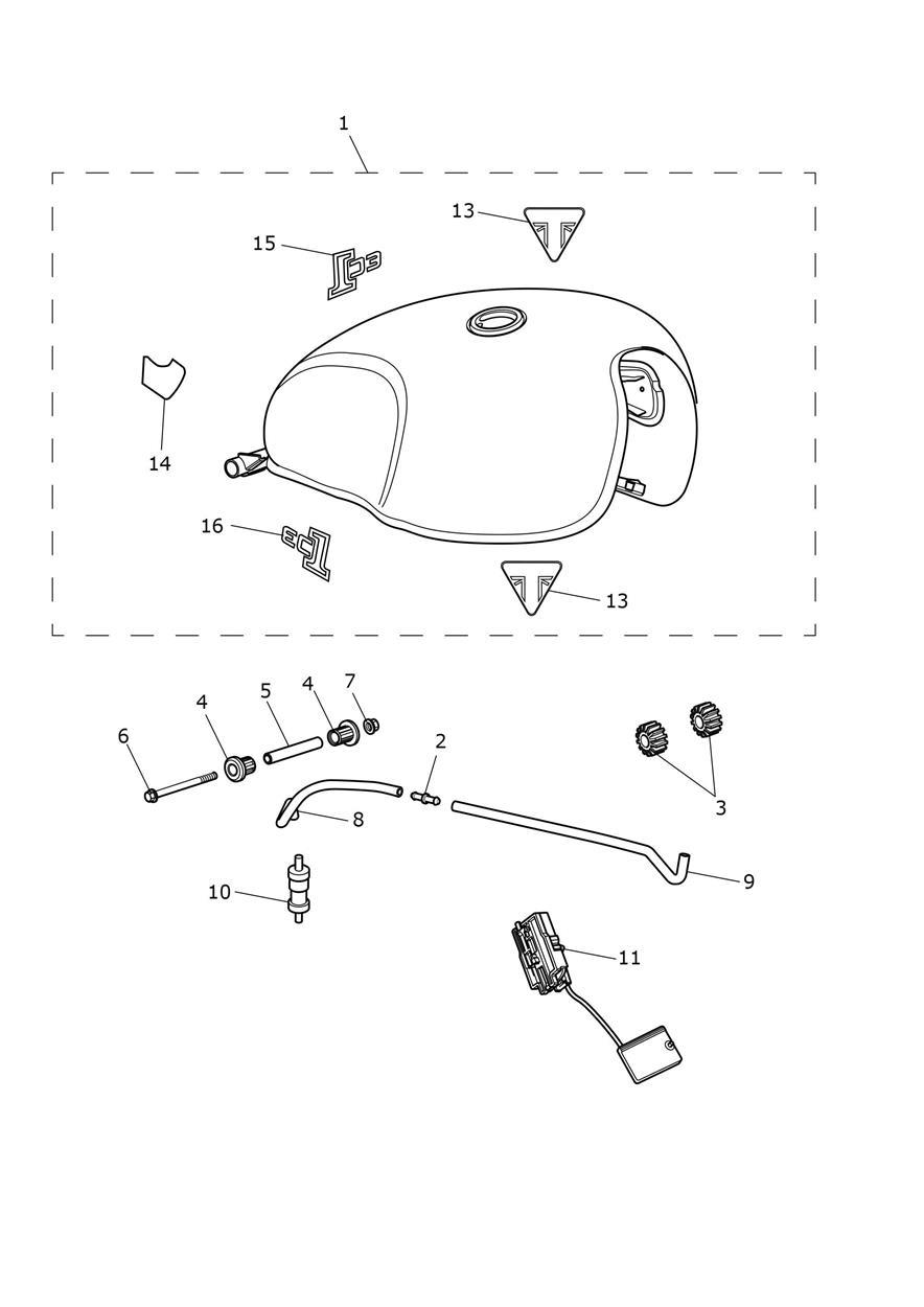 Fuel Tank - Matt Silver Ice exploded diagram