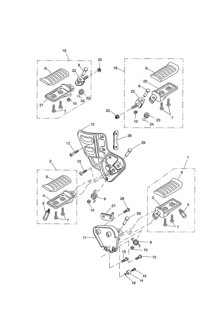 Footrests & Control Plates exploded diagram
