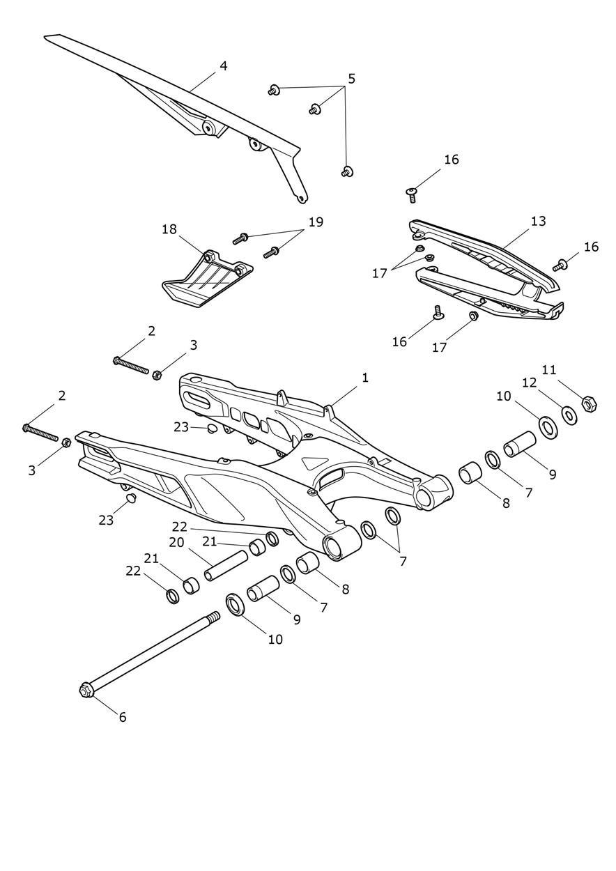 Rear Swingarm exploded diagram