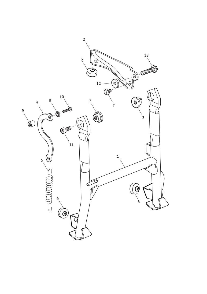 Centrestand - N/A to Low Ride Height Version exploded diagram