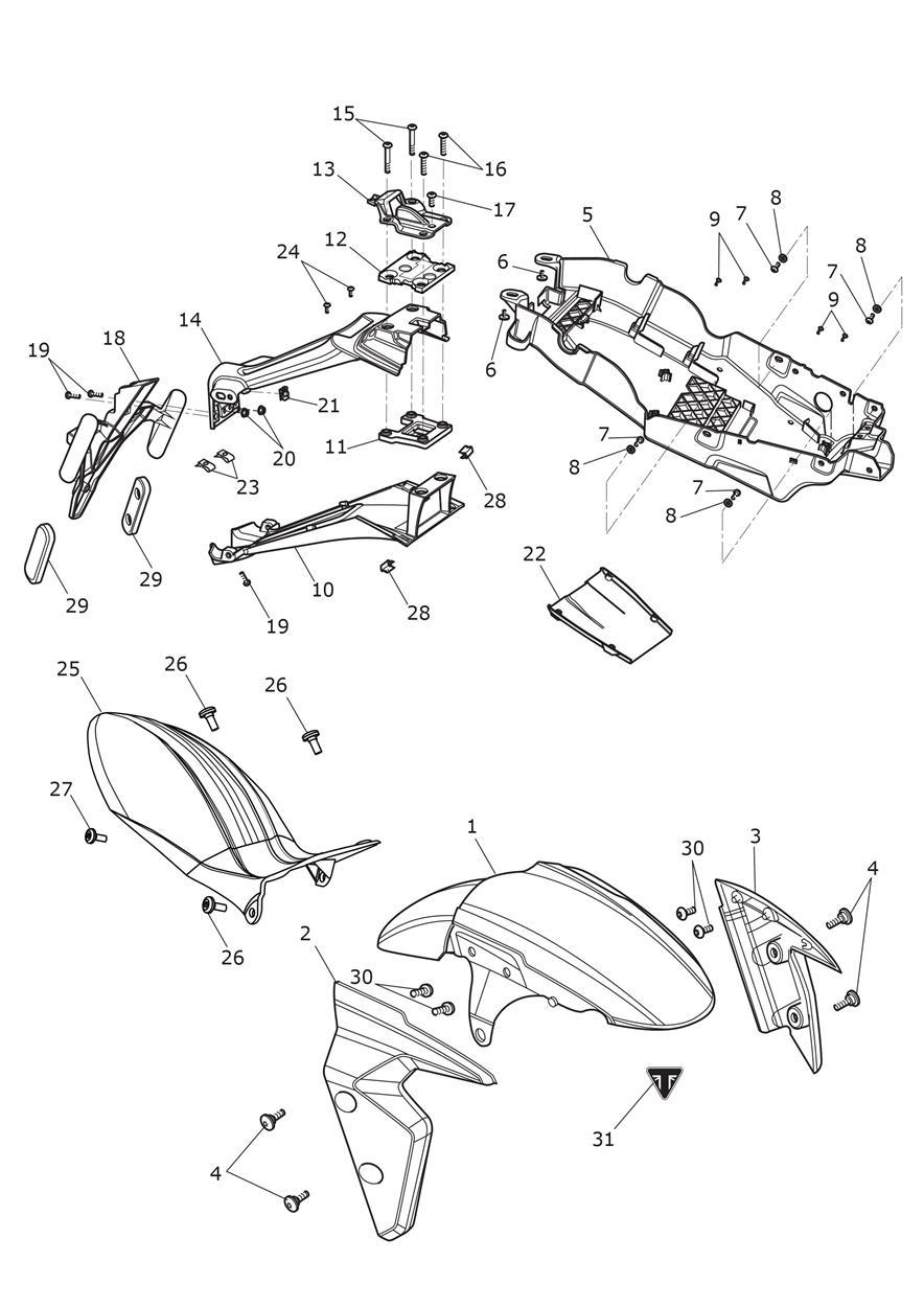 Mudguards exploded diagram