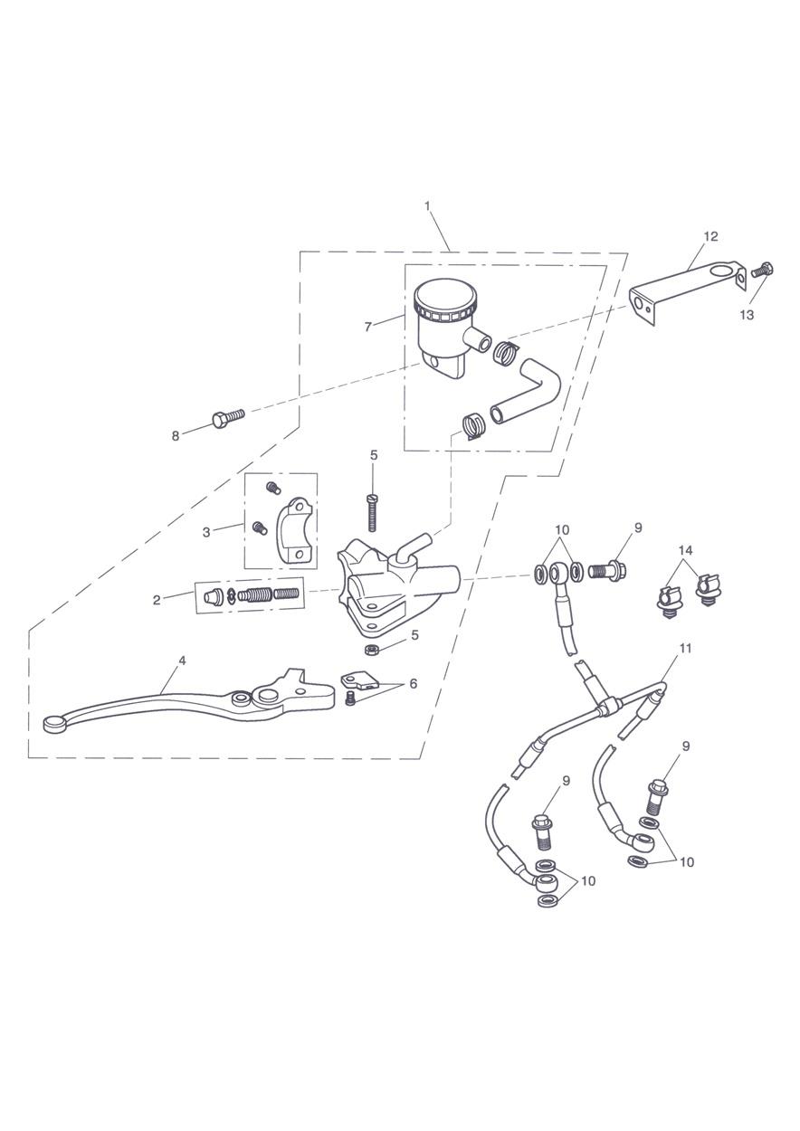 Front Brake Master Cylinder & Hoses exploded diagram