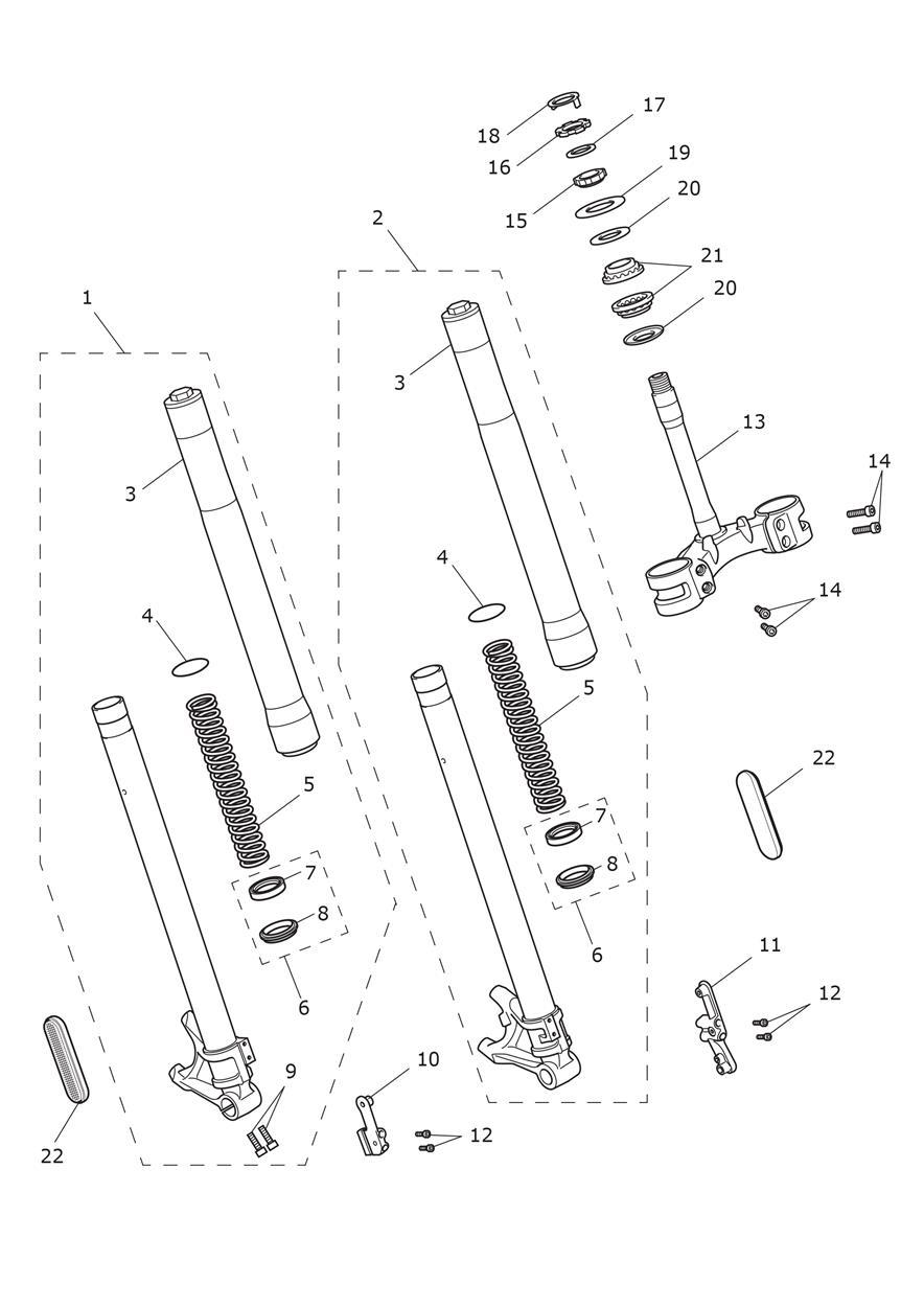 Front Forks & Lower Yoke exploded diagram