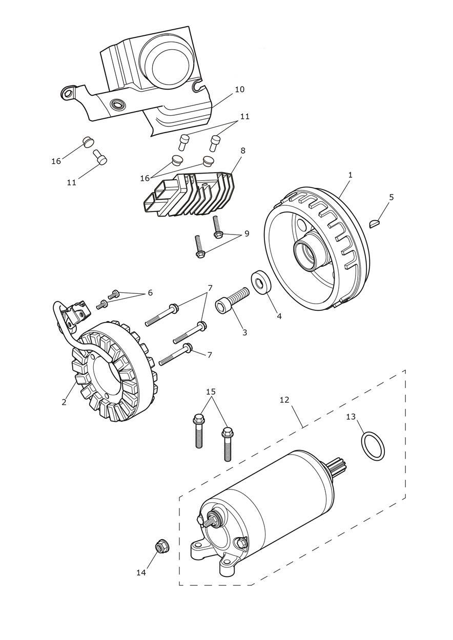 Alternator & Starter Motor exploded diagram