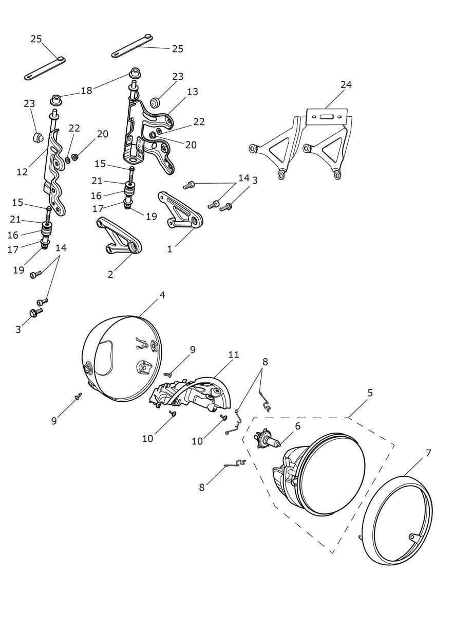 Headlights exploded diagram