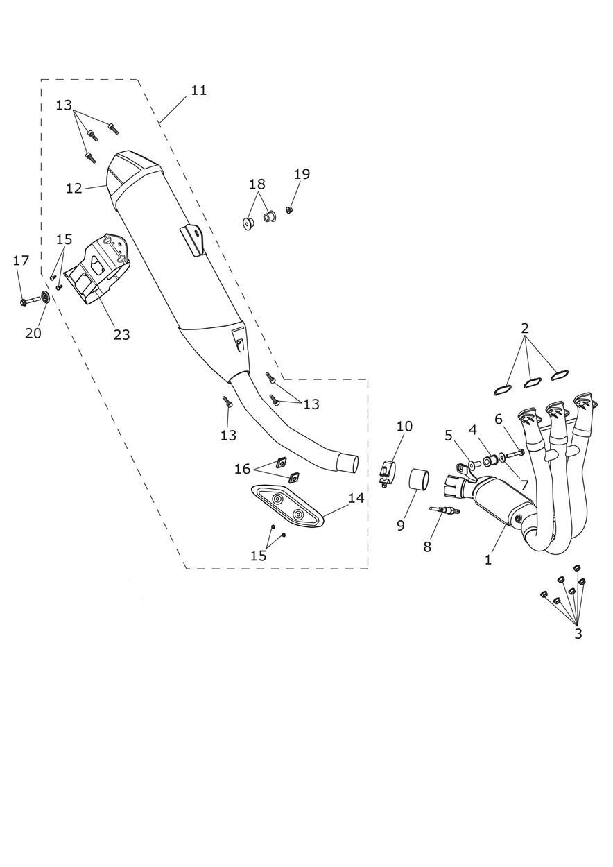 Exhaust System - Low Ride Height Version Only exploded diagram