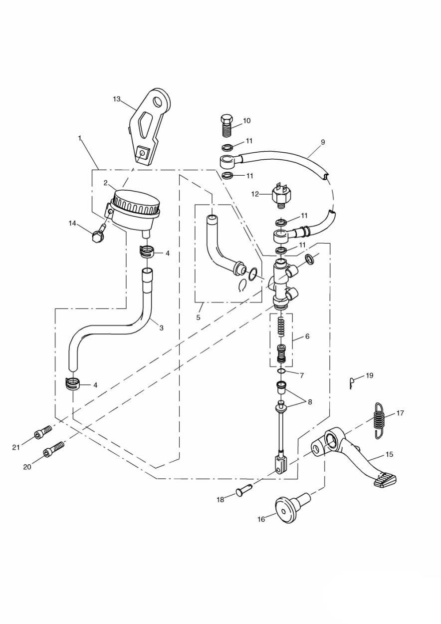Rear Brake Master Cylinder exploded diagram