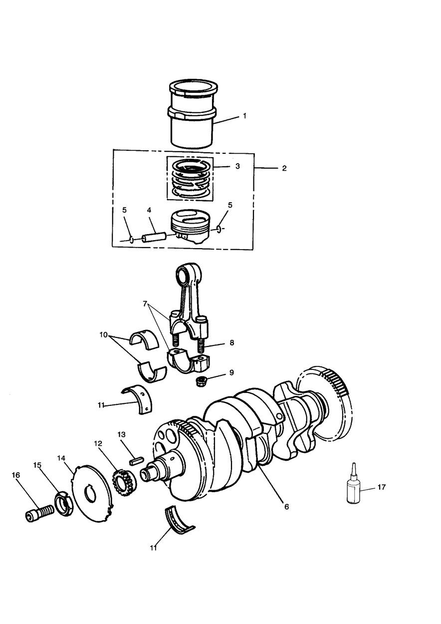 Crankshaft/Conn Rod/Pistons and Liners exploded diagram