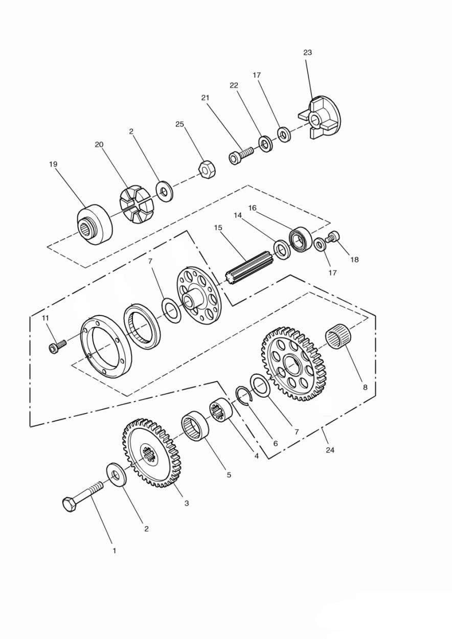 Alternator/ Starter Drive Gears exploded diagram