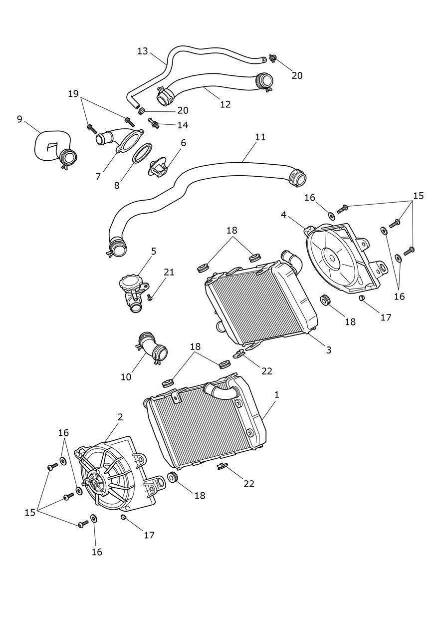 Cooling System - Radiator exploded diagram