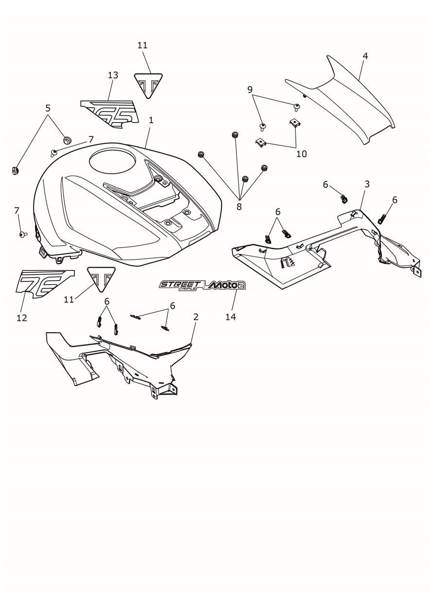 Fuel Tank Bodywork exploded diagram