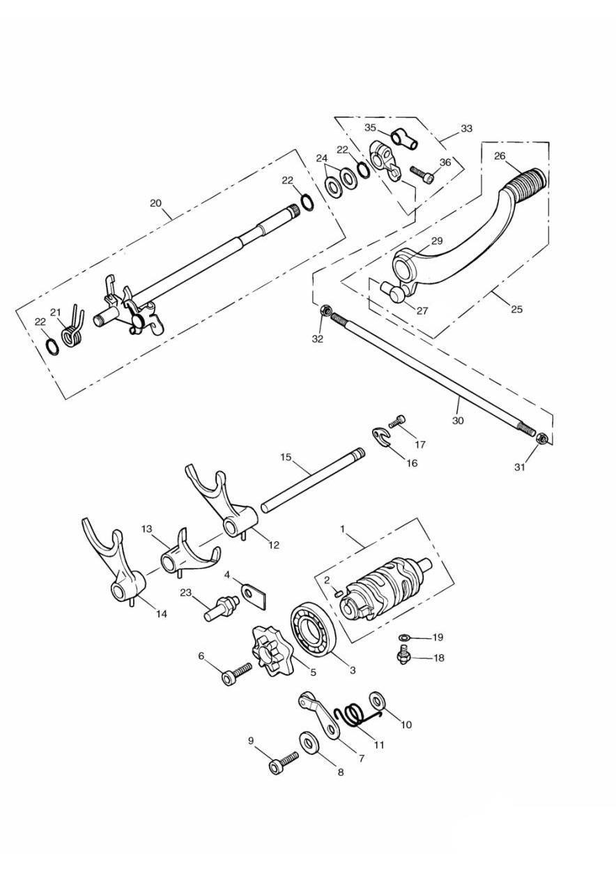 Gear Selector & Pedal exploded diagram