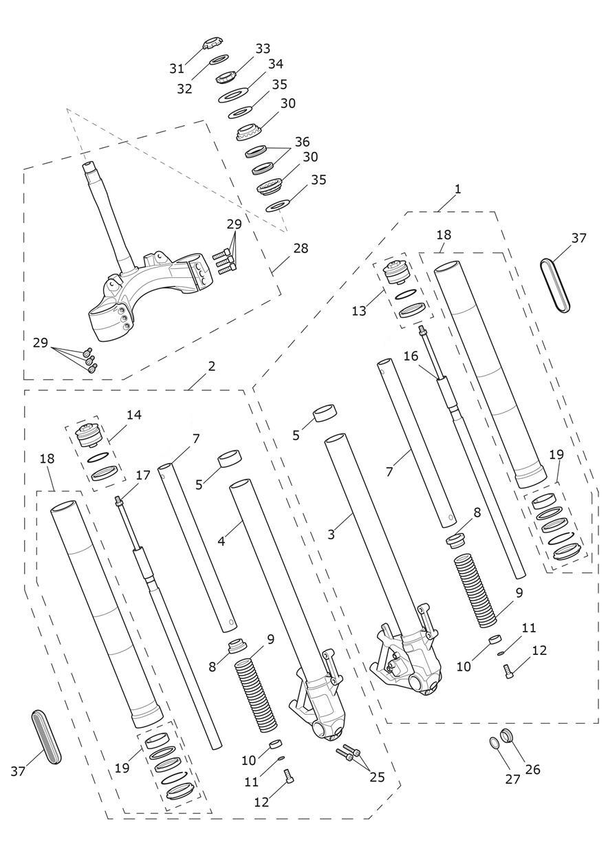 Front Forks & Lower Yoke exploded diagram