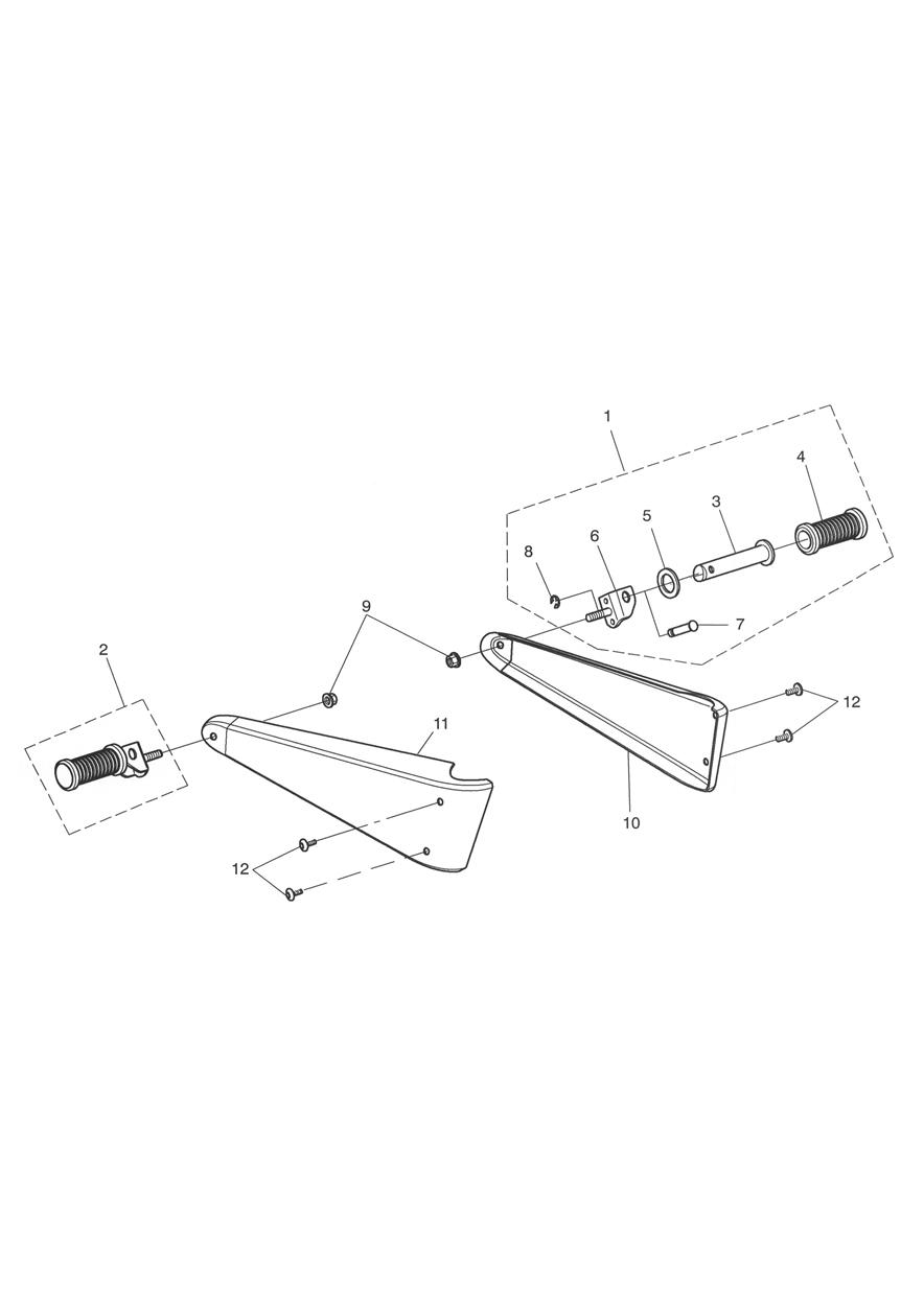 Rear Footrests & Mountings exploded diagram