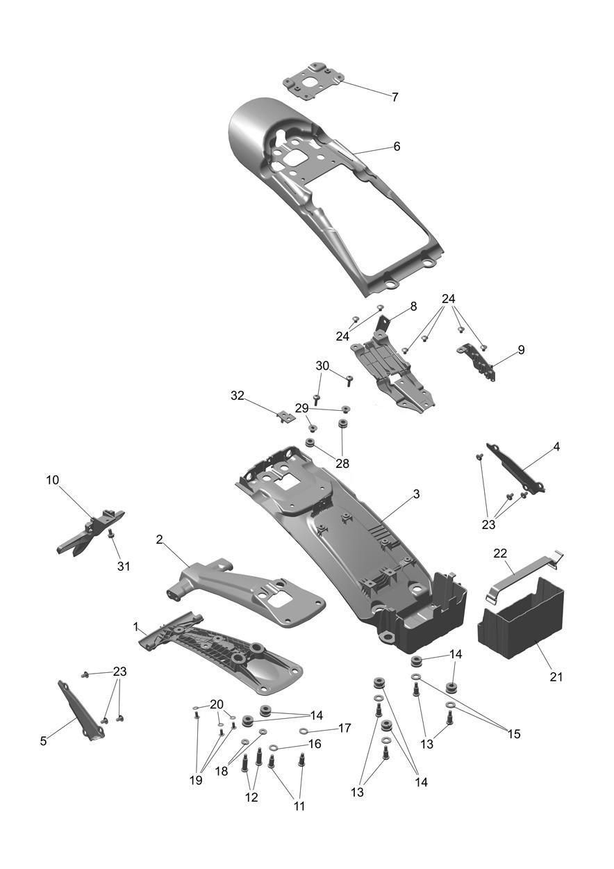 Rear Mudguard exploded diagram