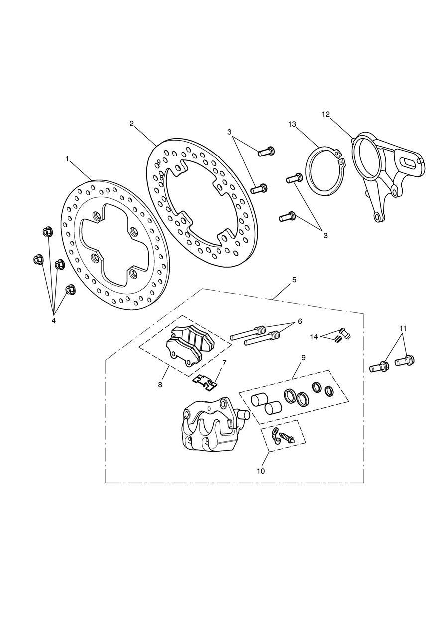 Rear Brake & Disc exploded diagram