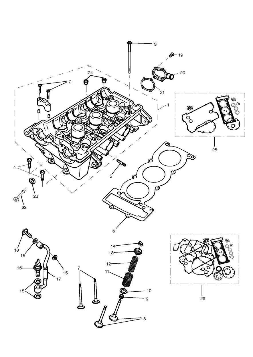 Cylinder Head and Valves exploded diagram
