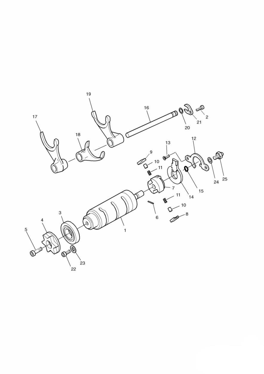 Gear Selector Drum exploded diagram