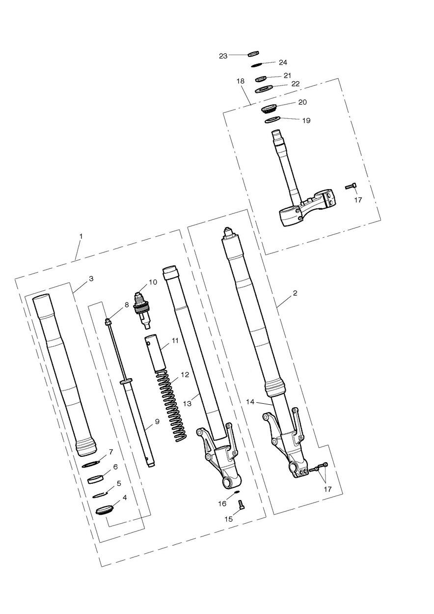 Front Forks & Yokes exploded diagram
