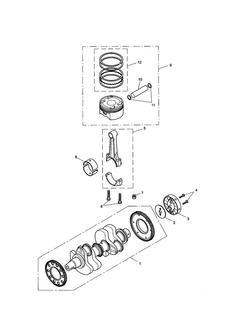 Crankshaft,Conn Rods & Pistons exploded diagram