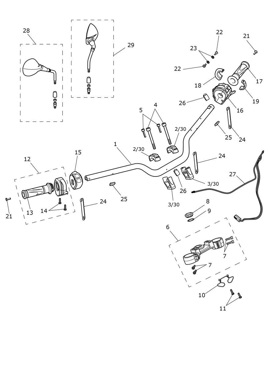 Handlebars & Switches exploded diagram