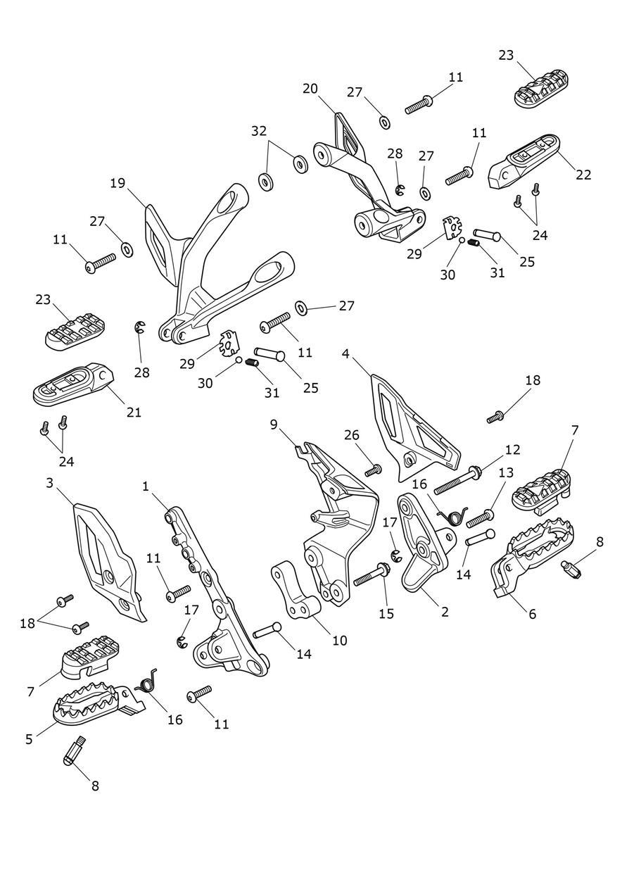 Foot Controls exploded diagram