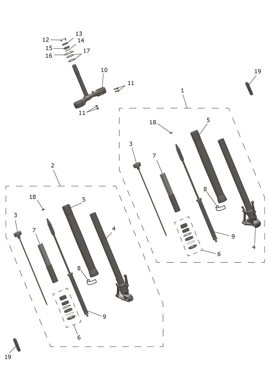 Front Forks & Lower Yoke Assy exploded diagram