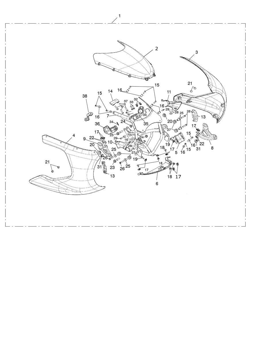 Front Fairing Kit, Painted exploded diagram