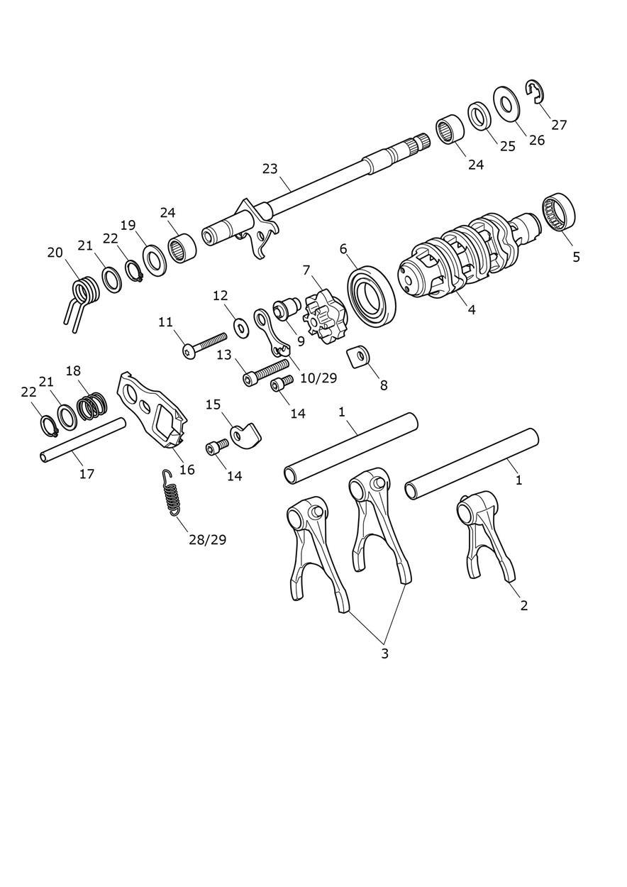 Gear Selector Drum exploded diagram
