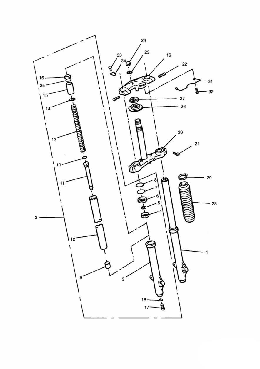 Front Forks and Yokes exploded diagram