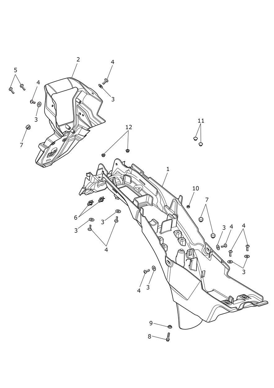 Rear Mudguard & Battery Box exploded diagram