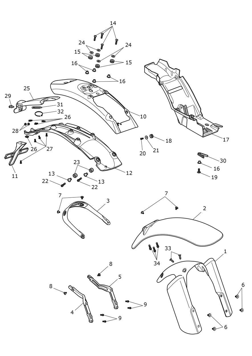 Mudguards - Steve McQueen Edition Only exploded diagram