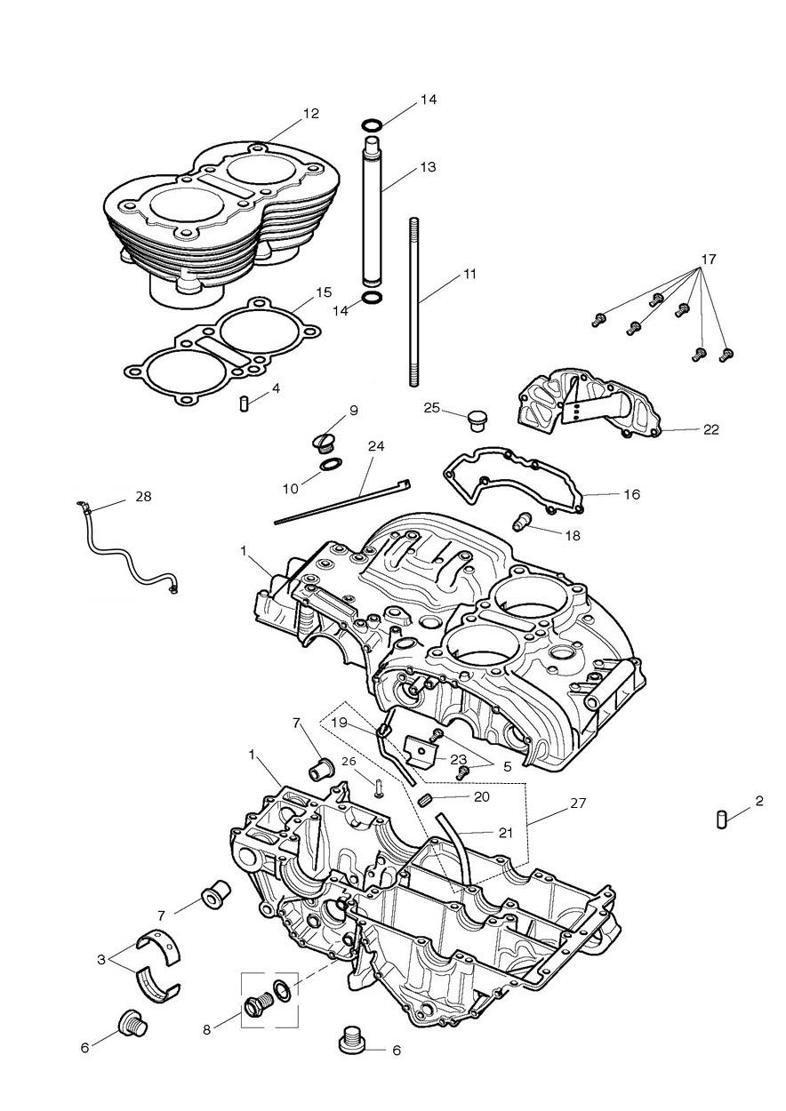 Crankcase & Fittings exploded diagram