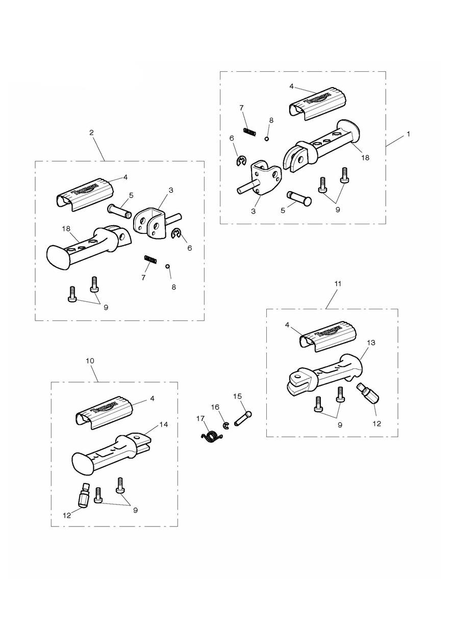 Footrests & Mountings exploded diagram