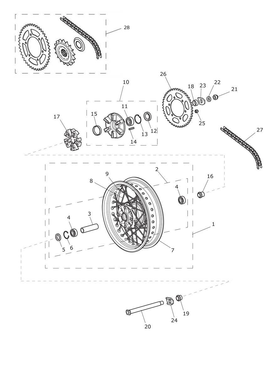 Rear Wheel & Final Drive exploded diagram