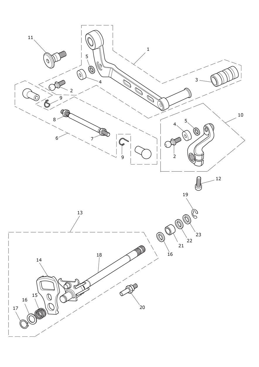 Gear Change Mechanism exploded diagram