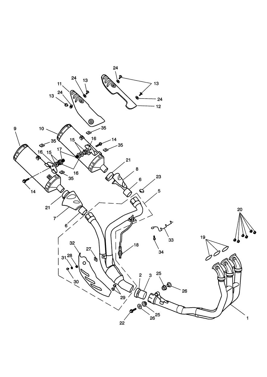 Exhaust System ALL Mkts expt AU, NZ & ZA exploded diagram