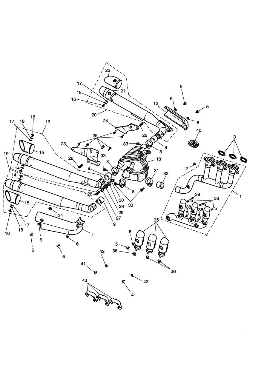 Exhaust System - Rocket III Classic only (inc. Special Edition) exploded diagram