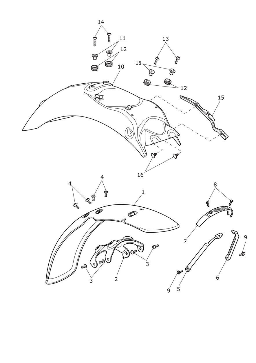 Mudguards exploded diagram